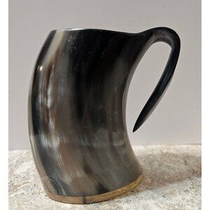 Handcrafted Natural Bovine / Ox horn Viking Style Tankard & Shot Glass Set